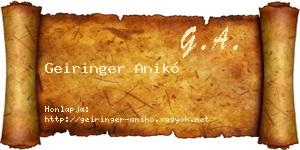 Geiringer Anikó névjegykártya